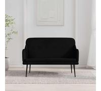 Kaloriko Banc en tissu noir 110 x 76 x 80 cm avec dossier rembourré, construction en métal robuste pour salon, couloir, chambre à coucher, couloir comme siège confortable et rangement pratique