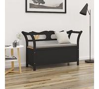 Kaloriko Banc noir en bois massif de sapin 107 x 45 x 75,5 cm avec dossier, accoudoirs, espace de rangement, couloir, salon, organiseur