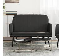 Kaloriko Banc noir en cuir synthétique 107 x 80 x 81 cm rembourré avec dossier, espace de rangement et structure en métal robuste pour salon, couloir, salle à manger, entrée comme siège confortable et