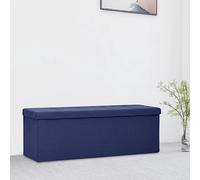 Kaloriko Banc pliable avec espace de rangement et coussin, bleu, aspect lin, 110 x 38 x 38 cm, pour couloir, chambre à coucher, salon, couvercle à charnière, rangement pour chaussures, jouets et