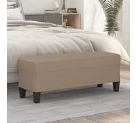 Kaloriko Banc rembourré en cuir synthétique marron cappuccino 100 x 35 x 41 cm avec espace de rangement pour couloir, couloir, salon, comme banc rembourré et banc à chaussures, confortable et peu