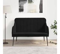 Kaloriko Banc rembourré en velours noir 110 x 76 x 80 cm avec dossier et structure en métal pour couloir, couloir, salon, salle à manger, peu encombrant et confortable
