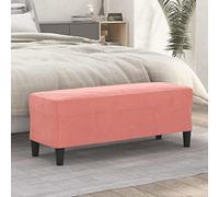 Kaloriko Banc rembourré en velours rose 100 x 35 x 41 cm avec espace de rangement et dossier pour salon, chambre à coucher, salle à manger comme banc à chaussures et étagère