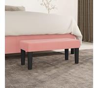 Kaloriko Banc rose 70 x 30 x 30 cm en velours, rembourré avec mousse, banc en bois avec espace de rangement, banc rembourré polyvalent pour couloir, couloir, salon et salle à manger, assise