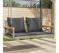 Kaloriko Banc suspendu avec coussin, gris, 109 x 62 x 40 cm, rotin synthétique, durable, résistant aux intempéries, stable, pour jardin, terrasse, balcon, banc confortable, avec dossier et accoudoirs