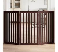Kaloriko Barrière pour Chien Pliable 3 Panneaux en Bois de peuplier Marron, 150 cm de Long, Autonome sans perçage, pour Salon, Cuisine, escaliers, Porte d'entrée, sécurité des Petits et Moyens Chiens