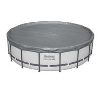 Kaloriko Bestway Couverture de Piscine Ronde 6,71 m en Polyester Gris, bâche hivernage pour Piscine autoportée et Hors enterrée, Protection Solaire Thermique Contre Feuilles et UV