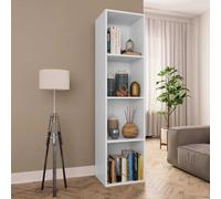 Kaloriko Bibliothèque Blanche en Bois d'ingénierie 36x30x143 cm avec 4 Compartiments, étagère Polyvalente pour Salon, Bureau, Chambre, Rangement Livres, Manga, BD, Objets décoratifs
