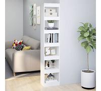Kaloriko Bibliothèque Blanche en Bois d'ingénierie 40x30x198 cm, étagère de Rangement modulable, Meuble Armoire Polyvalent pour Salon Bureau Chambre
