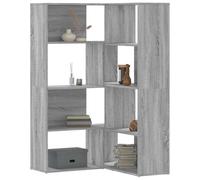 Kaloriko Bibliothèque d'angle à 4 Niveaux Sonoma Gris en Bois d'ingénierie 85x85x140 cm étagère modulable pour Salon Bureau Chambre Rangement Livres Objets décoratifs