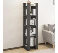 Kaloriko Bibliothèque en Bois de pin Massif Gris 41x35x160 cm étagère de Rangement Ouverte cloison séparateur Salon Bureau Chambre Couloir pour Livres Objets décoration et dossiers