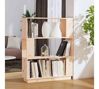 Kaloriko Bibliothèque, séparateur de pièce, en pin massif, 80 x 25 x 101 cm, étagère ouverte avec beaucoup d'espace de rangement, étagère polyvalente pour salon, bureau, chambre à coucher, aspect bois