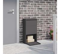 Kaloriko Boîte à colis en acier noir 44 x 22 x 82 cm avec serrure et espace de rangement, résistante aux intempéries pour montage mural à l'entrée, idéale comme boîte aux lettres, boîte aux lettres