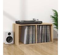 Kaloriko Boîte de rangement pour disques vinyles - Chêne Sonoma - 71 x 34 x 36 cm - Avec 2 compartiments - Protection dorsale robuste - Convient comme boîte de transport - Polyvalente pour salon