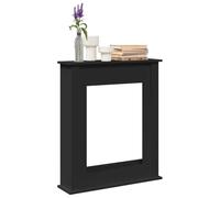 Kaloriko Bordure de cheminée noire en bois 75 x 20 x 87,5 cm - Pour cheminée électrique avec compartiment de rangement, accessoires de cheminée pour salon, ignifuge et facile d'entretien
