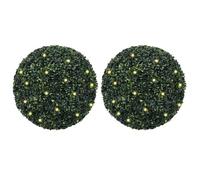 Kaloriko Boules de buis artificielles avec lumières LED, 2 pcs, Vert 52 cm, polyéthylène résistant, 24 LED Blanc Chaud, énergie Solaire, pour Jardin Patio Balcon et décoration intérieure extérieure