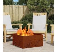 Kaloriko Brasero marron en acier résistant aux intempéries, 60 x 60 x 30 cm, brasero robuste pour jardin, balcon, terrasse, portable, résistant à la chaleur jusqu'à 600 °C, source de chaleur moderne