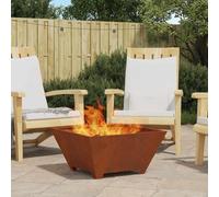 Kaloriko Brasero marron en acier résistant aux intempéries - 60 x 60 x 30 cm - Carré - Robuste - Pour jardin, terrasse, balcon - Résistant à la chaleur et durable - Design moderne pour les soirées