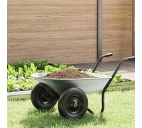 Kaloriko Brouette de rechange en acier argenté 90 x 63 x 28 cm, bac de transport stable pour terre, sable, feuilles et gravier, brouette robuste pour jardin et chantier