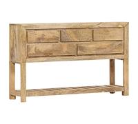 Kaloriko Buffet 120 x 30 x 75 cm, en bois massif de mangue, avec 5 tiroirs et 1 étagère, console polyvalente pour salon, couloir, salle à manger