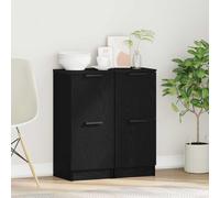 Kaloriko Buffet 2 pcs Chêne Noir Bois d'ingénierie 30 x 30 x 70 cm avec Portes à charnières et étagères pour Rangement Salon, Salle à Manger, Cuisine ou Bureau