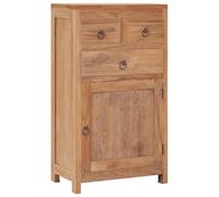 Kaloriko Buffet 50 x 30 x 90 cm, en teck massif, style colonial, avec 3 tiroirs et porte, design rustique, armoire en bois durable pour salon et cuisine