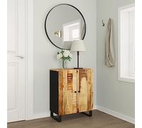 Kaloriko Buffet 60 x 33 x 75 cm en bois massif de mangue, structure en fer noir, commode avec espace de rangement pour salon, couloir et cuisine, style industriel