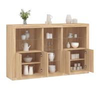 Kaloriko Buffet avec lumières LED chêne Sonoma 162x37x100 cm, Meuble de Rangement avec Porte et tiroir, Enfilade pour Salon, Salle à Manger, Cuisine, décoration Moderne LED RVB