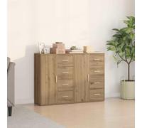 Kaloriko Buffet bahut Enfilade 2 pcs chêne Artisanal en Bois d'ingénierie 60 x 31 x 84 cm avec tiroirs Portes Rangement Salon Salle à Manger Cuisine