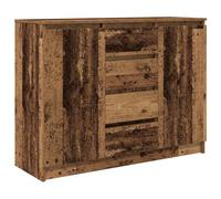 Kaloriko Buffet bahut Enfilade avec tiroirs en Bois d'ingénierie Vieux Bois 100,5x35x76 cm Meuble Rangement avec Portes et étagères pour Salon Salle à Manger Bureau et entrée