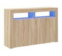 Kaloriko Buffet bahut Enfilade chêne Sonoma avec lumières LED RVB 115,5x30x75 cm Meuble Rangement avec Porte tiroir étagère pour Salon Salle à Manger entrée décoration Moderne