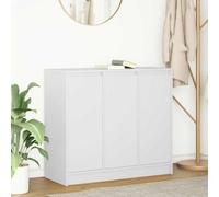 Kaloriko Buffet Blanc 85x34x76 cm en Bois d’ingénierie avec 3 Portes, 3 étagères pour Rangement Salon Salle à Manger Chambre Bureau, Meuble Multifonction Pratique et Durable