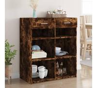 Kaloriko Buffet chêne fumé en Bois d'ingénierie 80x42,5x93 cm avec tiroirs Grand Rangement pour Salon Salle à Manger Cuisine entrée Couloir Meuble Console décor