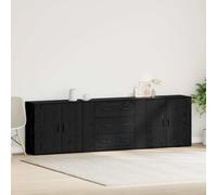 Kaloriko Buffet chêne Noir 240 x 33 x 70 cm Bois d'ingénierie avec 3 tiroirs 2 Portes Rangement Salon Salle à Manger Meuble vaisselier Console décoratif