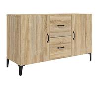 Kaloriko Buffet chêne Sonoma Bois d'ingénierie 100x36x60 cm Armoire Rangement 2 Portes 2 tiroirs Meuble Buffet bahut Enfilade pour Salon Cuisine Chambre décoration