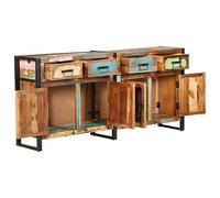 Kaloriko Buffet en Bois de récupération Massif 172x35x80 cm avec 2 Compartiments, 4 tiroirs et Cadre en Acier Enduit de Poudre pour Rangement Salon Salle à Manger Cuisine