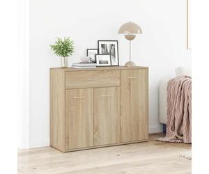 Kaloriko Buffet en chêne Sonoma 88 x 30 x 70 cm, commode en bois avec 1 tiroir et 3 portes, espace de rangement polyvalent pour salon, cuisine