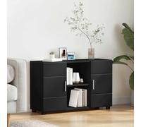 Kaloriko Buffet FLORIN noir en bois 88,5 x 30,5 x 55,5 cm avec 2 portes, 3 étagères d'espace de rangement, idéal pour le salon, la chambre d'amis, le salon, le salon, le rangement fonctionnel