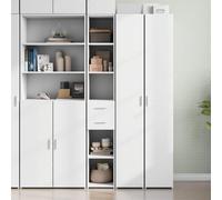 Kaloriko Buffet Haut Blanc en Bois d'ingénierie 30x42,5x185 cm avec Rangement Grand Espace, tiroir et Porte Design Moderne pour Salon Salle à Manger Cuisine Couloir