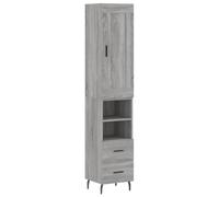 Kaloriko Buffet Haut Sonoma Gris en Bois d'ingénierie 34,5x34x180 cm avec Porte et étagère, Meuble de Rangement Polyvalent pour Salon, Salle à Manger, entrée, Bureau