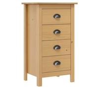 Kaloriko Buffet Hill 46 x 35 x 80 cm en pin massif marron miel - Commode avec 4 tiroirs - Armoire d'appoint polyvalente pour salon, cuisine et salle à manger