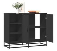 Kaloriko Buffet moderne, noir, 92 x 35 x 76 cm, en matériau dérivé du bois, avec structure en métal, armoire d'appoint industrielle pour salle à manger et cuisine, meuble de rangement robuste