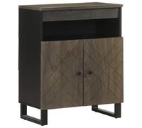 Kaloriko Buffet noir en bois de manguier massif 60 x 33 x 75 cm avec pieds en métal, espace de rangement et porte pour salon, bureau, chambre à coucher