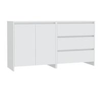 Kaloriko Buffets 2 pcs Blanc Bois d'ingénierie Buffet bahut Enfilade Rangement tiroir Porte Console Meuble Armoire Salon Salle à Manger Cuisine entrée Couloir décoration Plateau