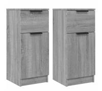 Kaloriko Buffets 2 pièces Sonoma Gris Bois d'ingénierie 30x30x70 cm Rangement avec tiroir Porte Meuble Buffet bahut Commode Console pour Salon Salle à Manger Chambre