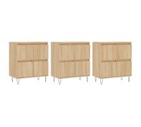 Kaloriko Buffets 3 pcs chêne Sonoma en Bois d'ingénierie avec tiroirs et étagères, Meuble Buffet pour Rangement Salon Salle à Manger, Commode vaisselier Pratique et Stable