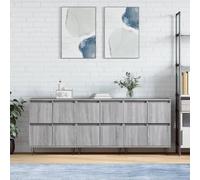 Kaloriko Buffets 3 pcs Sonoma Gris en Bois d'ingénierie et métal 180x35x70 cm Rangement Salon Salle à Manger Couloir Meuble Console Buffet bahut Armoire