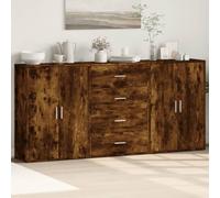 Kaloriko Buffets Buffet bahut Enfilade chêne fumé 60x31x84 cm Bois d'ingénierie 3 pcs Meuble Rangement Console Salle à Manger Salon Chambre