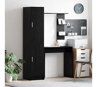 Kaloriko Bureau 2 pièces aspect chêne noir en bois avec étagère et espace de rangement, table PC pour bureau, bureau à domicile et gaming, dimensions 113,5 x 39 x 168 cm, secrétaire pratique avec
