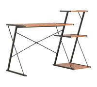 Kaloriko Bureau avec étagère Noir et Marron 116x50x93 cm Bois d'ingénierie, Acier Robuste, Table secrétaire pour télétravail, Ordinateur, Rangement Pratique, Bureau d'étude pour Chambre et Salon